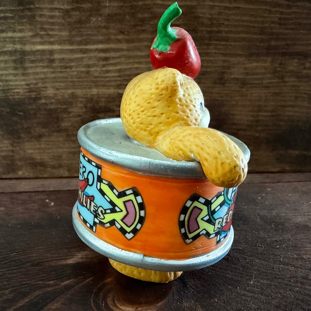VTG Habanero Red Hot Chilies Teddy Bear Figurine Chili Pepper Hat Tin Can 1997 - Picture 2 of 8